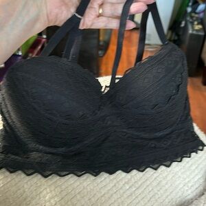 PINK Victoria’s Secret Black Lace Pullover Stretchy Underwire Bralette Size M